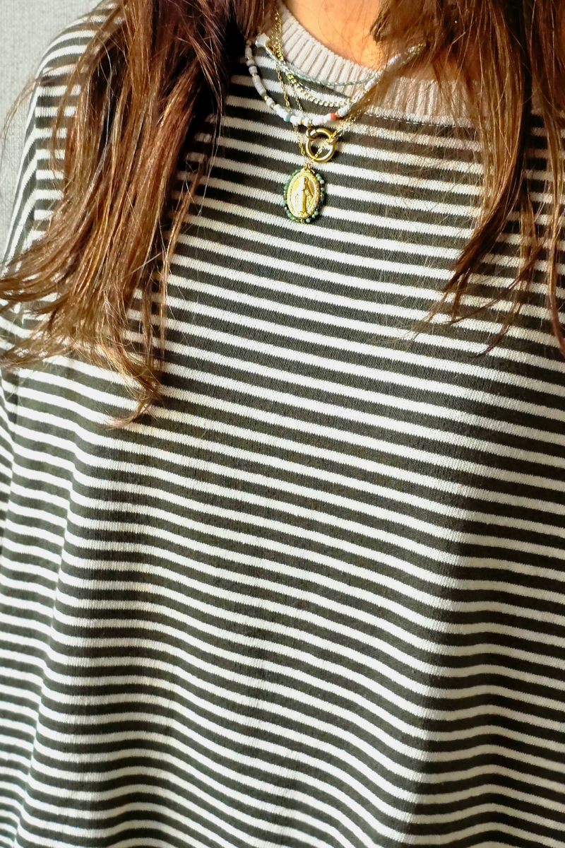 Jersey Oversize de Rayas Finas Negro