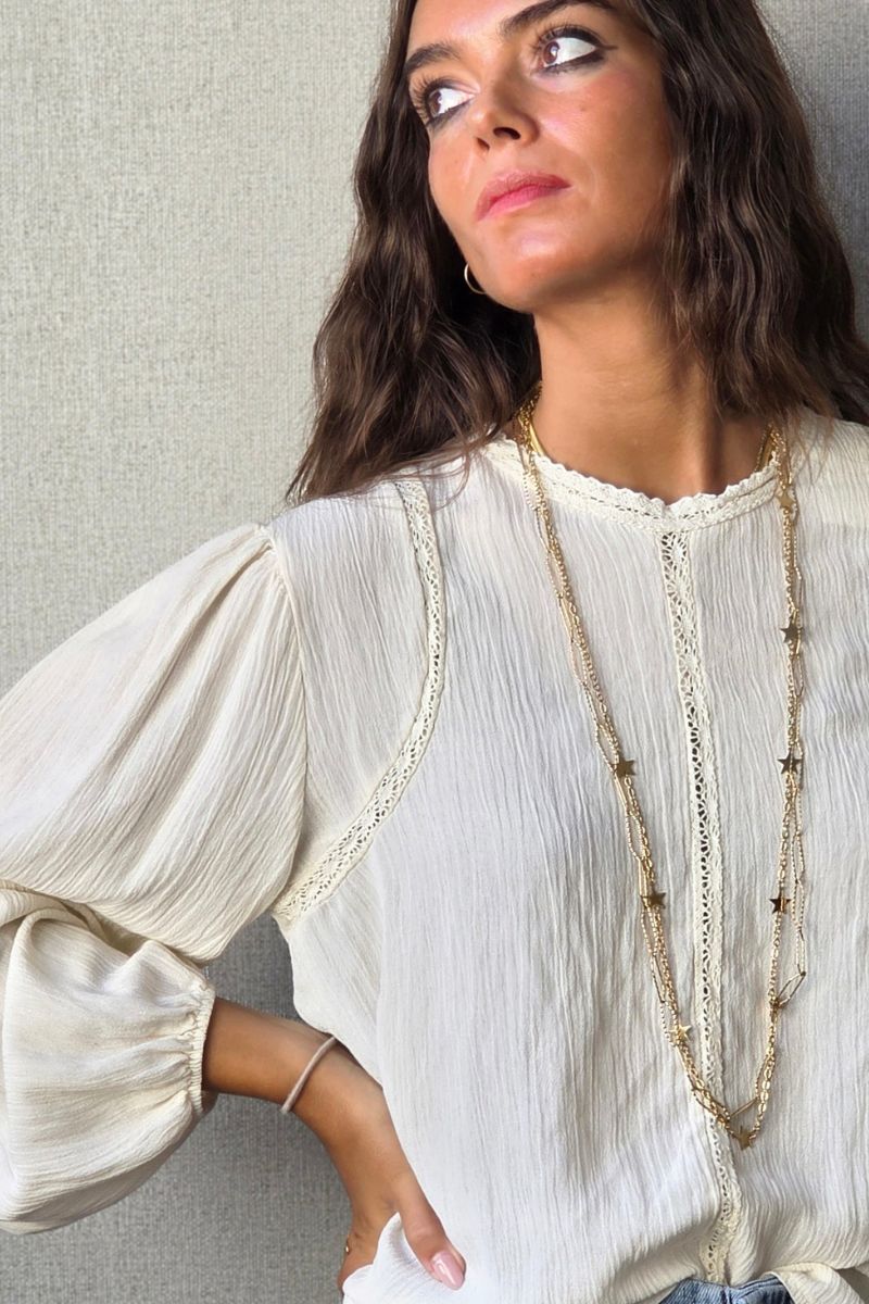 Blusa tira borda beige