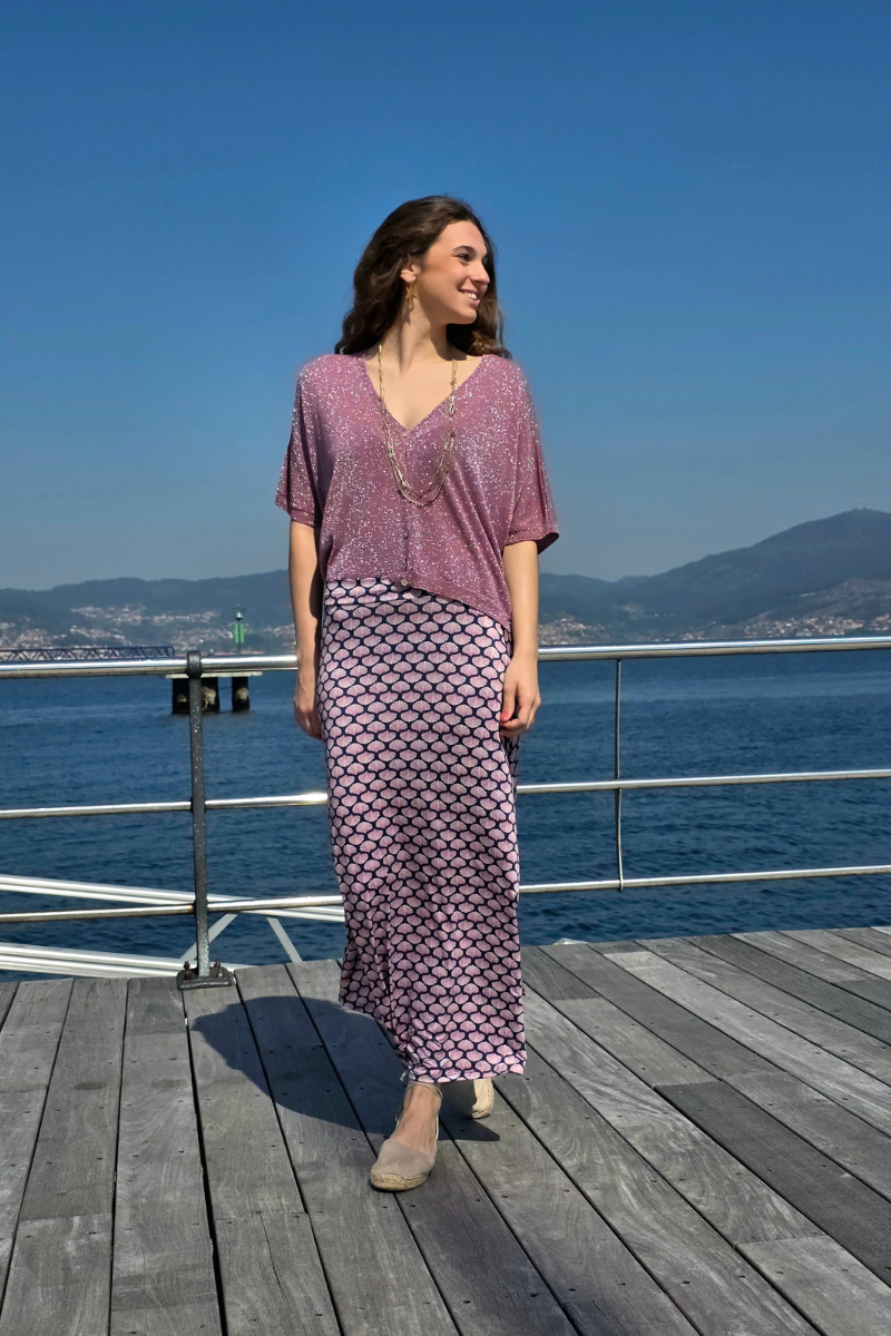 Falda Larga de Conchas Marino elástica