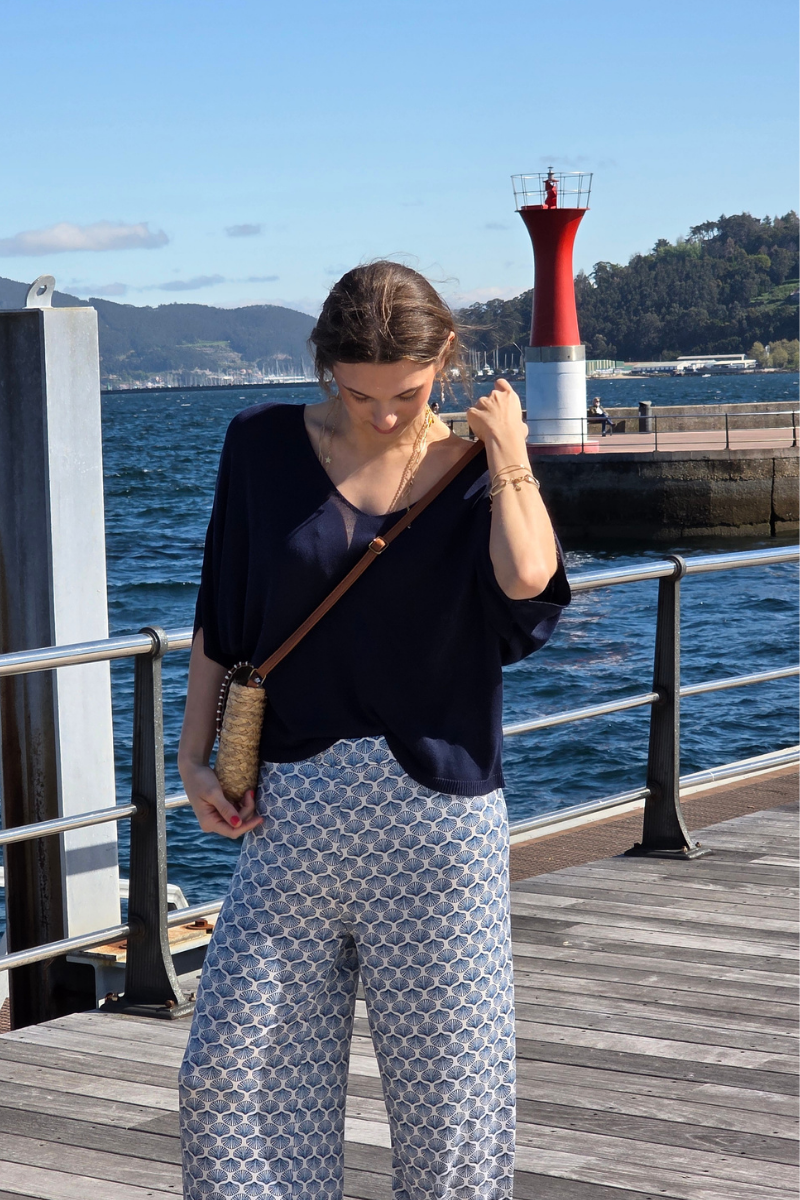 Pantalón Estampado Conchas Marino elástico