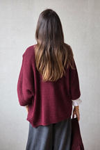 Chaqueta de punto tipo kimono brillos burdeos