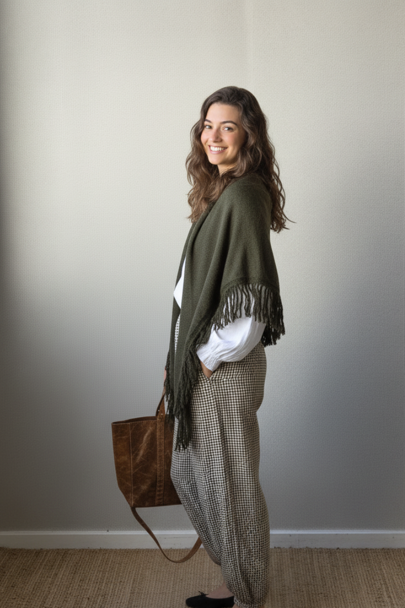 Pantalón bombacho de cuadros verde militar