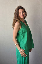Blusa tipo lino verde