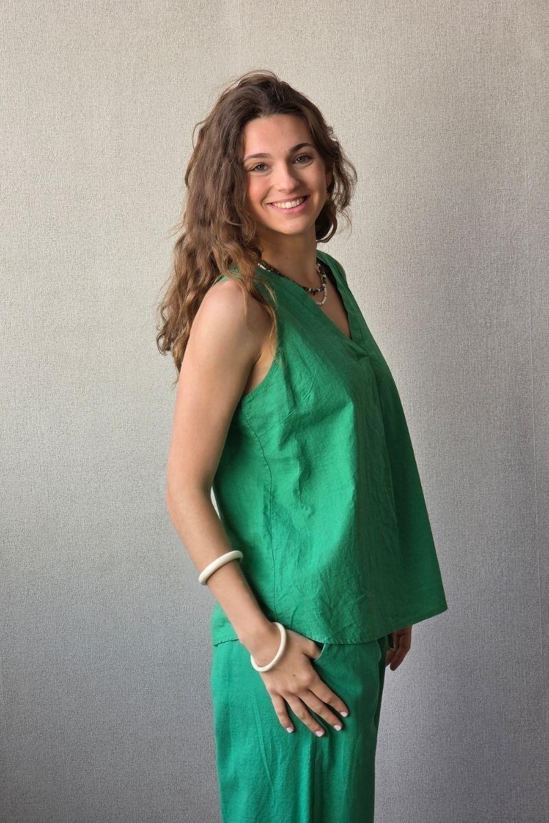 Blusa tipo lino verde