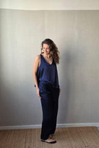 Pantalón de raso azul marino