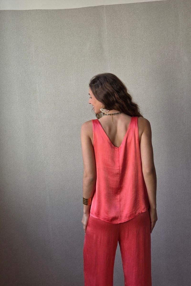 Pantalón de raso coral