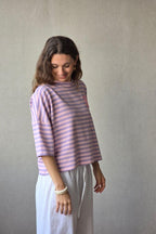 Sudadera Corta de Rayas Lila