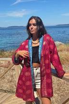 Kimono indio reversible en tonos azulones