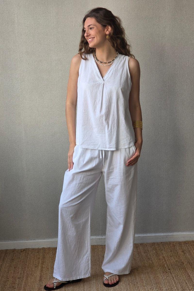 Blusa tipo lino blanca
