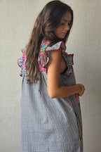 Vestido mexicano cuadro vichy negro