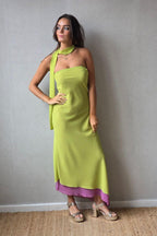 Vestido reversible lima/rosa