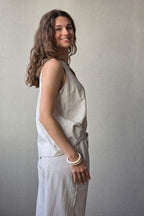 Blusa tipo lino beige