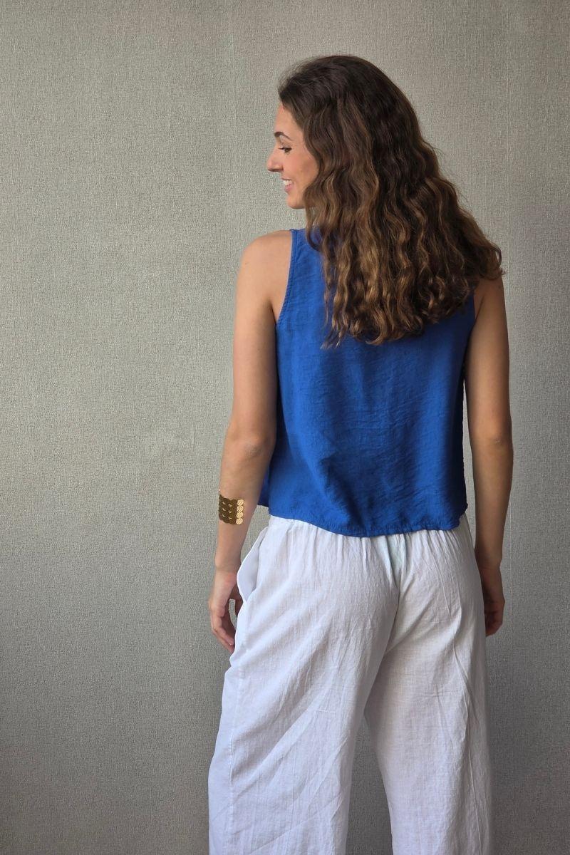 Pantalón tipo lino blanco