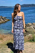 Vestido palabra de honor azul marino