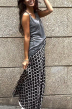 Falda larga estampado fuego negra