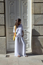 Pantalones goma en la cintura blanco