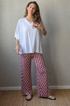 Pantalón Estampado Bolsillos Rosa Cebolla