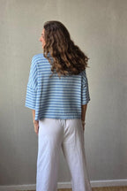 Sudadera Corta de Rayas Azul Jean