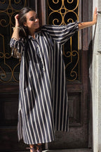 Vestido oversize tipo kurta con manga francesa negro
