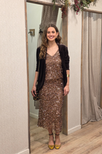 Falda de lentejuelas Cobre