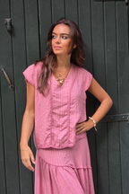 Blusa Rayas Rosa tipo lino