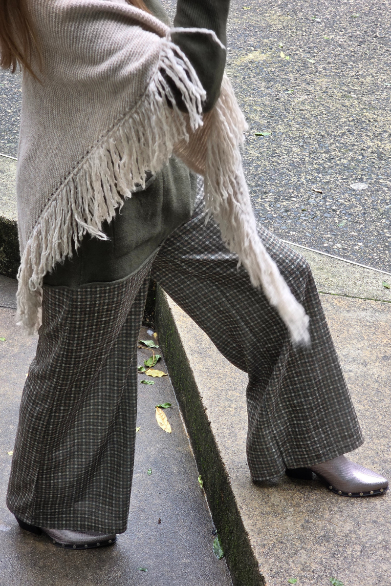 Pantalón palazzo cuadro pequeño verde