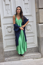 Vestido largo de asas al bies Verde