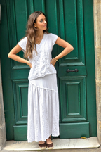 Falda Rayas Blanca tipo lino