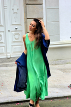 Vestido largo de asas al bies Verde
