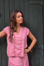 Blusa Rayas Rosa tipo lino