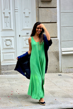 Vestido largo de asas al bies Verde