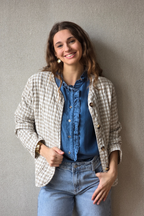 Chaqueta Vichy Beige con Botones