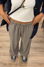 Pantalón bombacho de cuadros azul