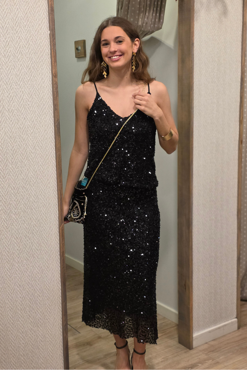 Falda de lentejuelas negra