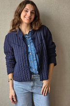 Chaqueta Acolchada de Nudos Azul Marino