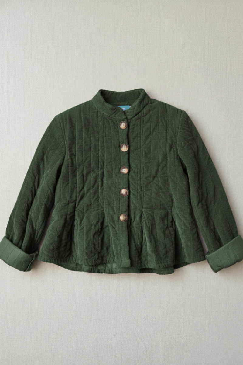 Chaqueta corta micro pana verde militar