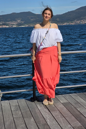 Falda Volantes Coral
