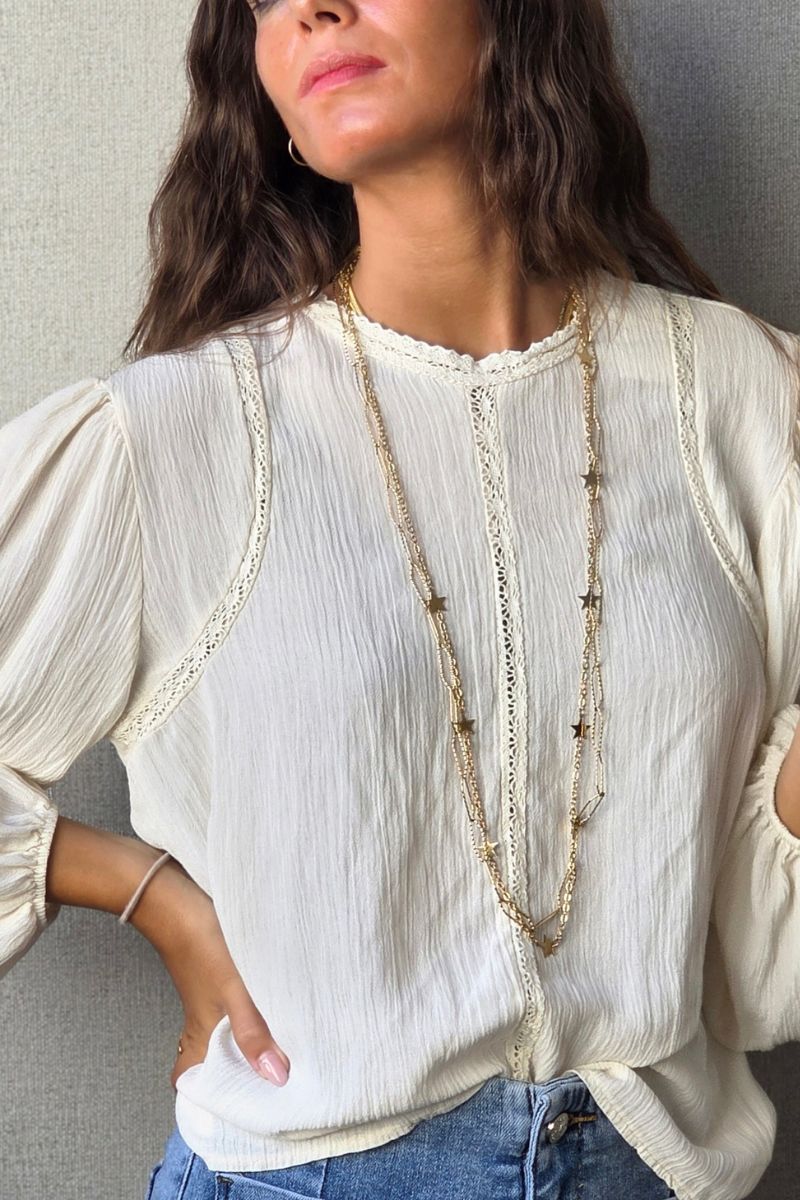 Blusa tira borda beige