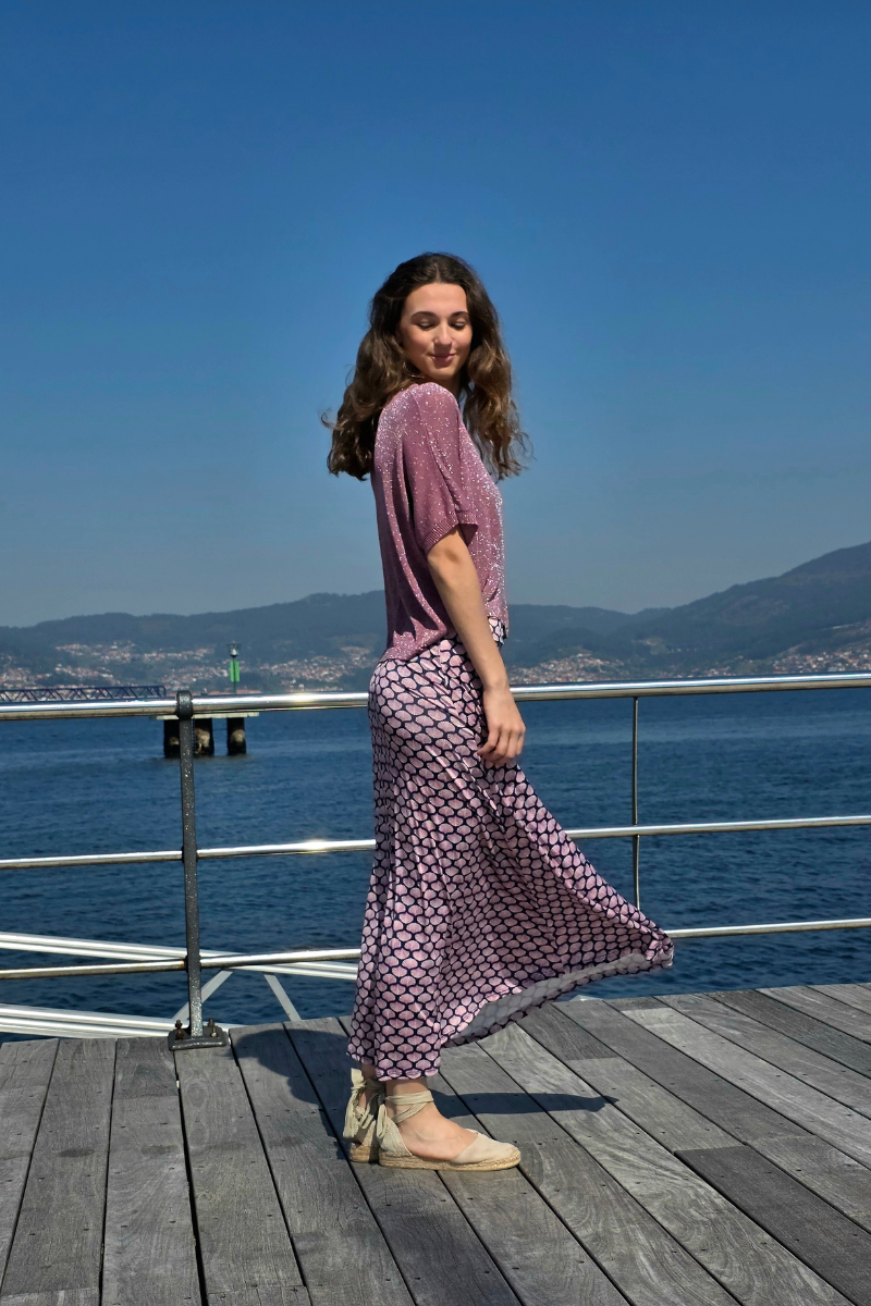 Falda Larga de Conchas Marino elástica