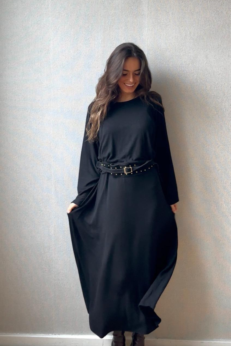 Vestido de punto con jersey negro