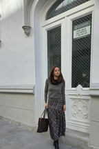 Falda Pía de cuadros escocesa asimétrica verde caqui