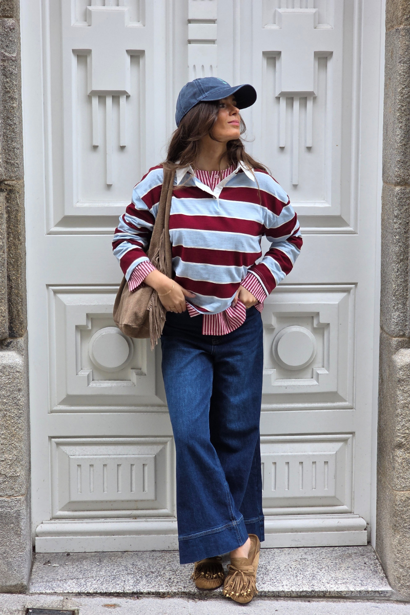 Polo de rayas azul jean