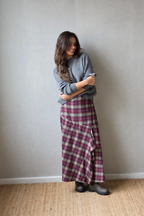 Falda de franela de cuadros escoceses berenjena