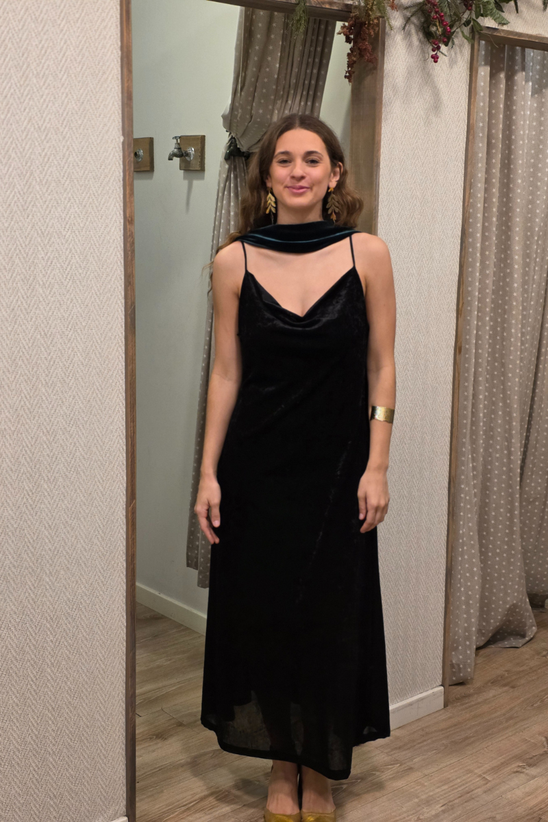Vestido tirantes terciopelo negro