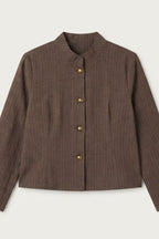Chaqueta de rayas cuello maho marrón