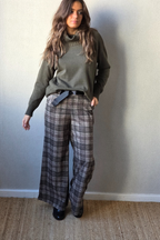 Pantalón palazzo cuadro verde