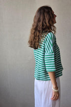 Sudadera Corta de Rayas Verde