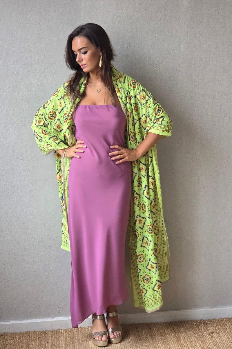Vestido reversible lima/rosa
