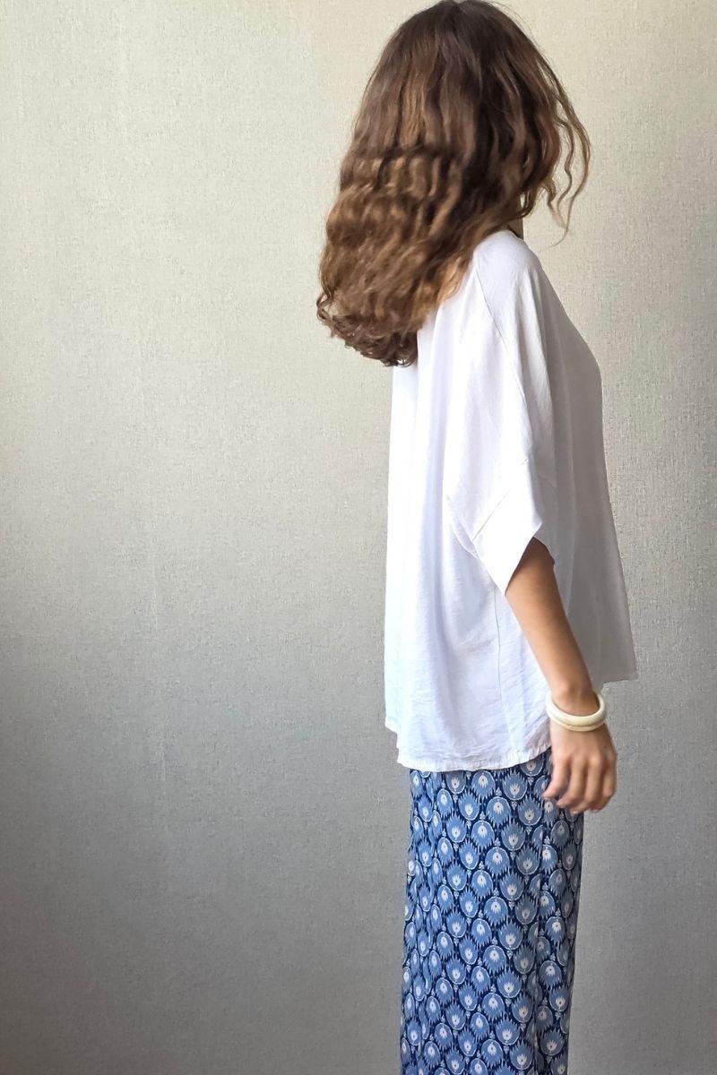 Pantalón estampado fuego azul jeans