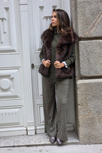 Pantalón palazzo de cuadros verde militar